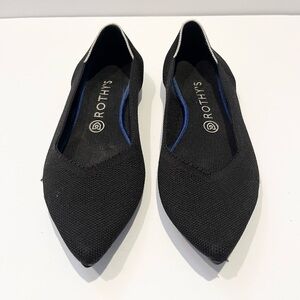 Rothy's Womens 9.5 The Point Black Solid Knit Fabric Ballet Flats Everyday Shoes